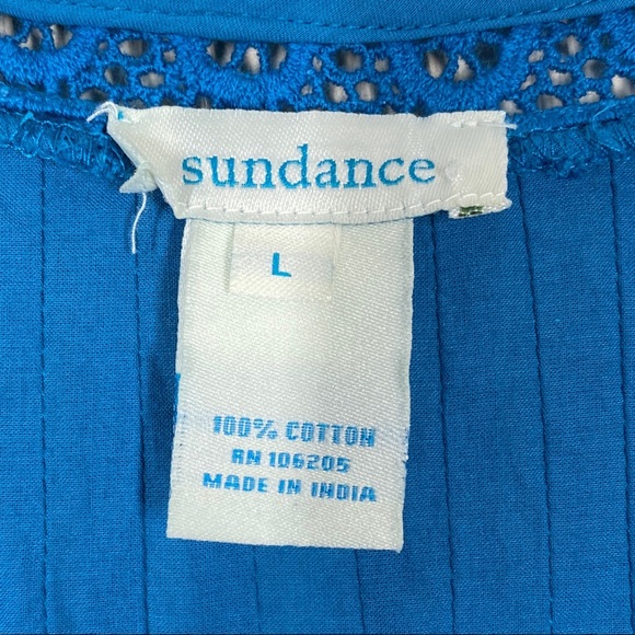 Sundance | Blue Eyelet Cotton Blouse Size Large - Picture 7 of 7